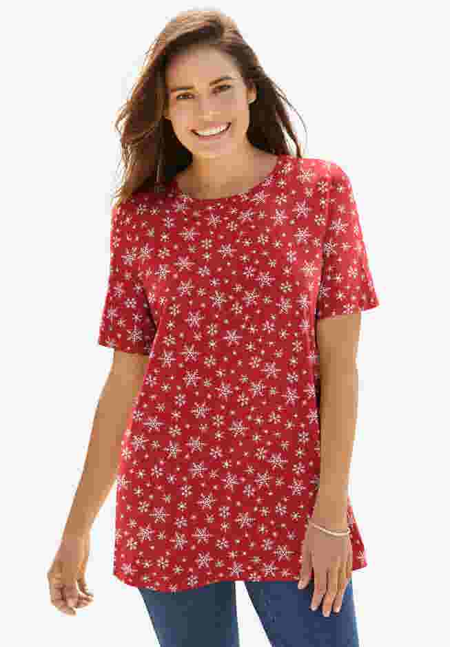Perfect Printed Short-Sleeve Crewneck Tee image number 0