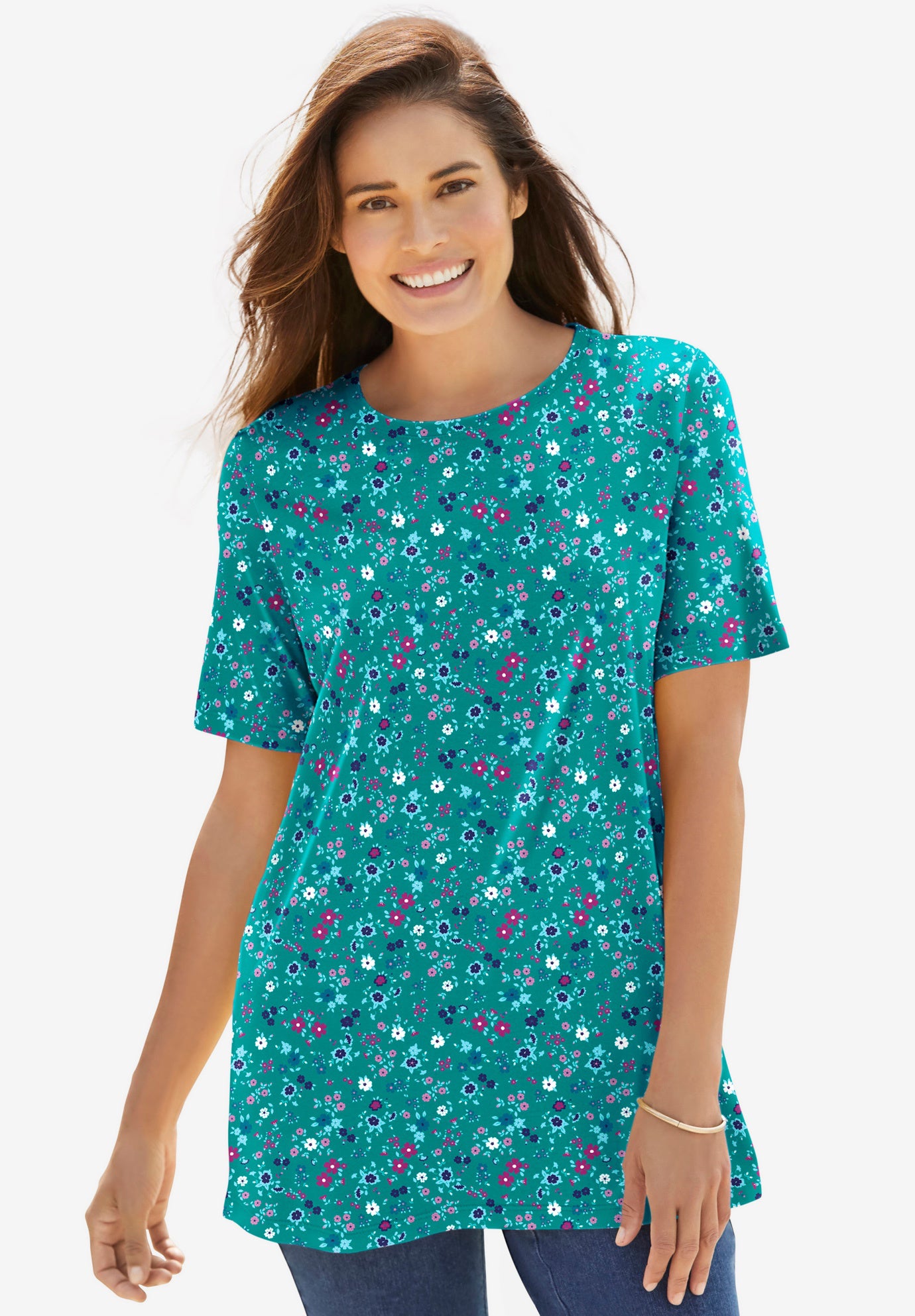 Perfect Printed Short-Sleeve Crewneck Tee image number 0