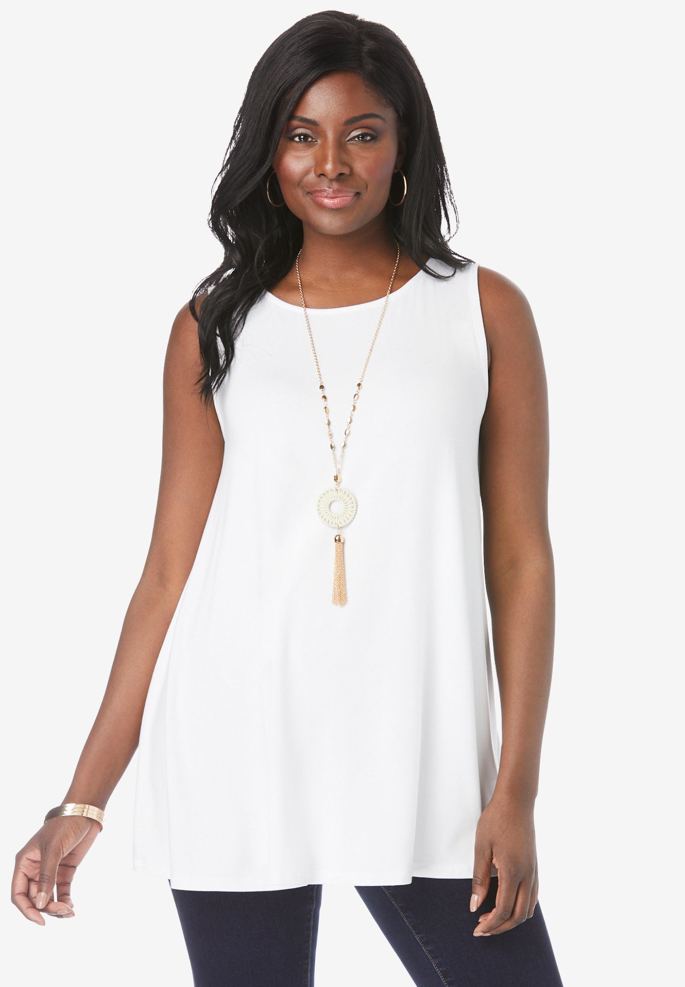 Stretch Knit Sleeveless Swing Tunic image number 0