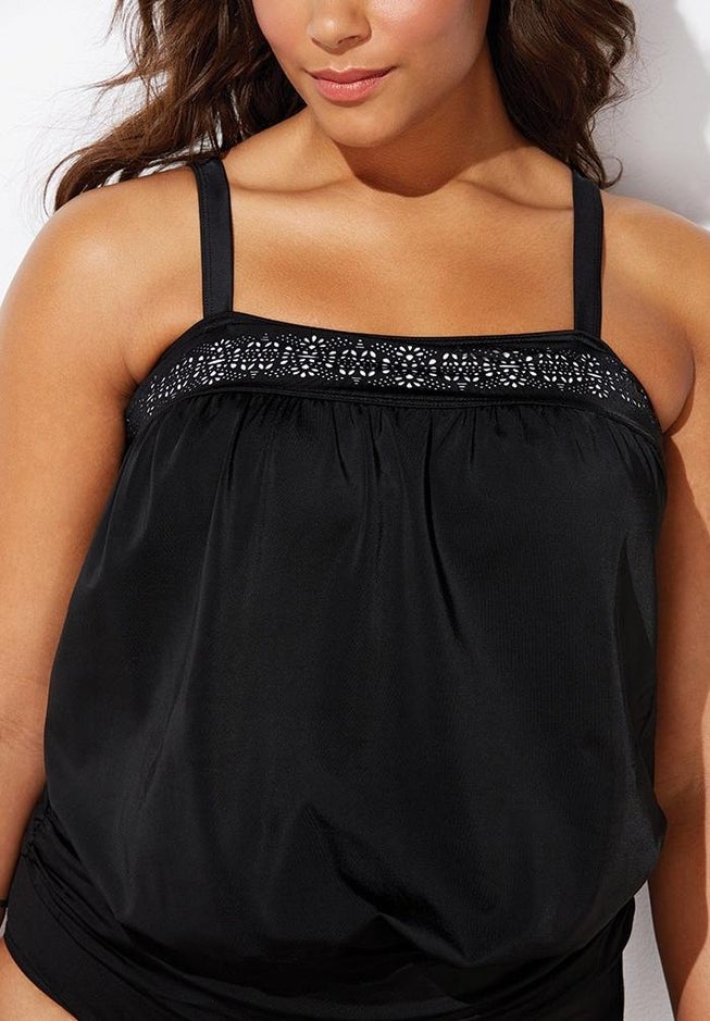 Laser Cut Blouson Tankini Top image number null