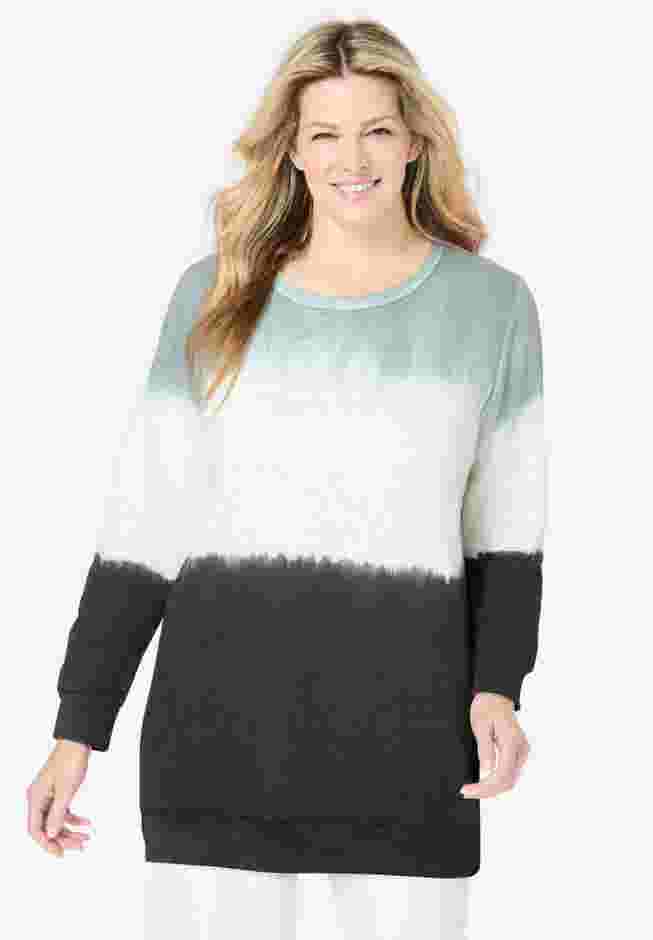 Tie-dyed knit sweatshirt tunic image number 1