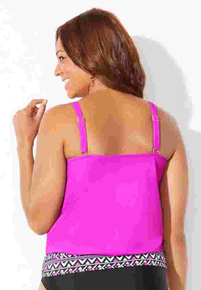 Loop Strap Blouson Tankini Top image number 1