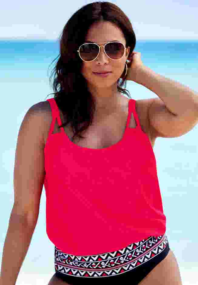 Loop Strap Blouson Tankini Top image number 2