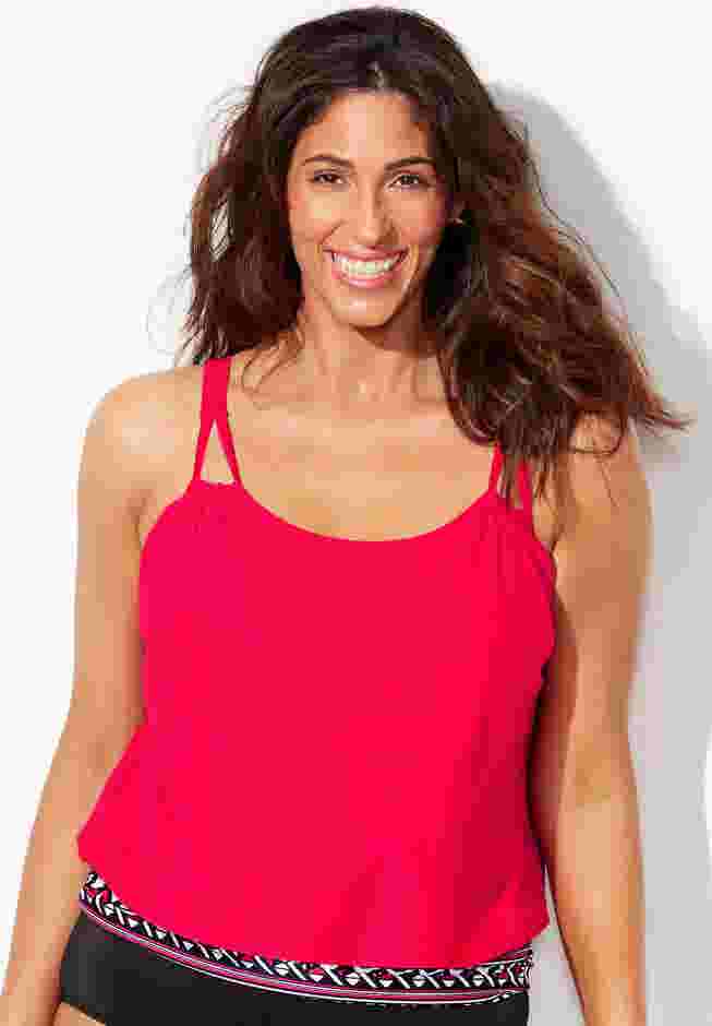 Loop Strap Blouson Tankini Top image number 3