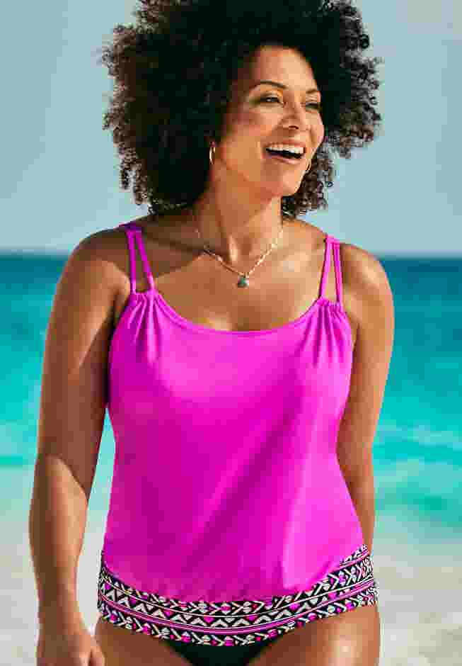 Loop Strap Blouson Tankini Top image number 0