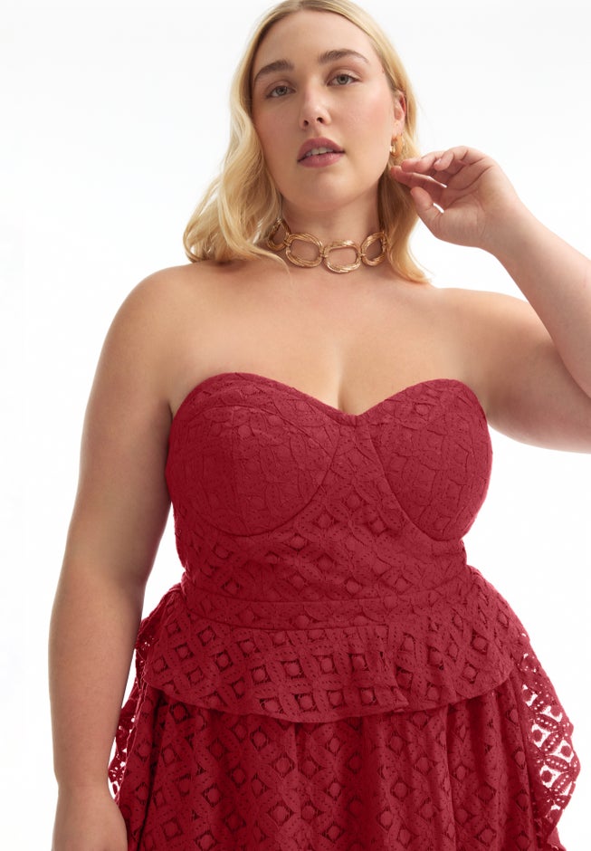 Ruffled Peplum Corseted Midi Dress image number 3