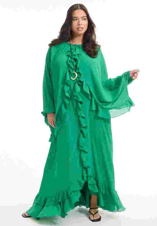 Ruffled Chiffon Cape Maxi Dress image number 0