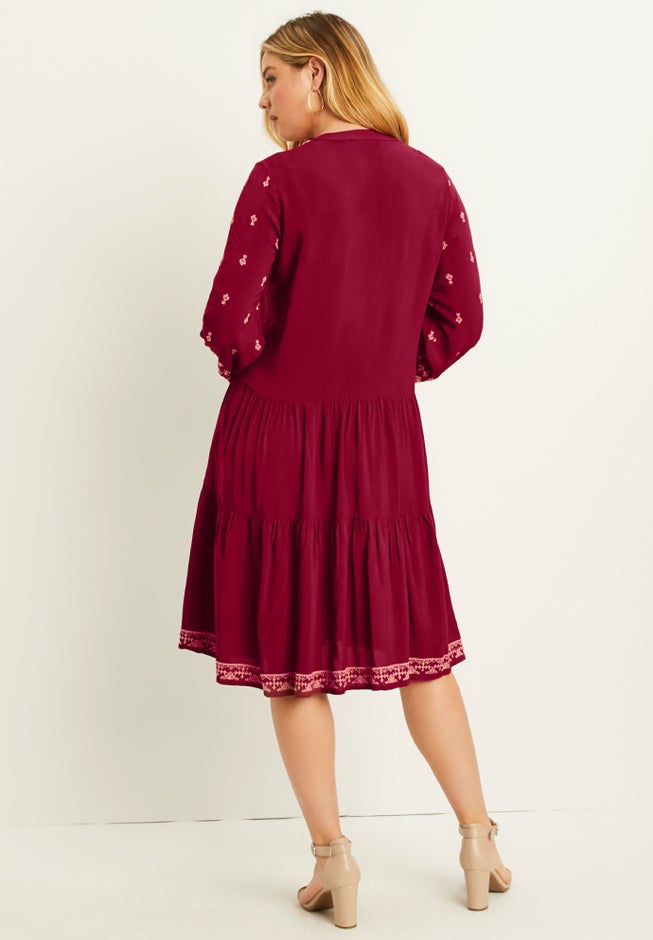 Coraline Embroidered Peasant Dress image number null