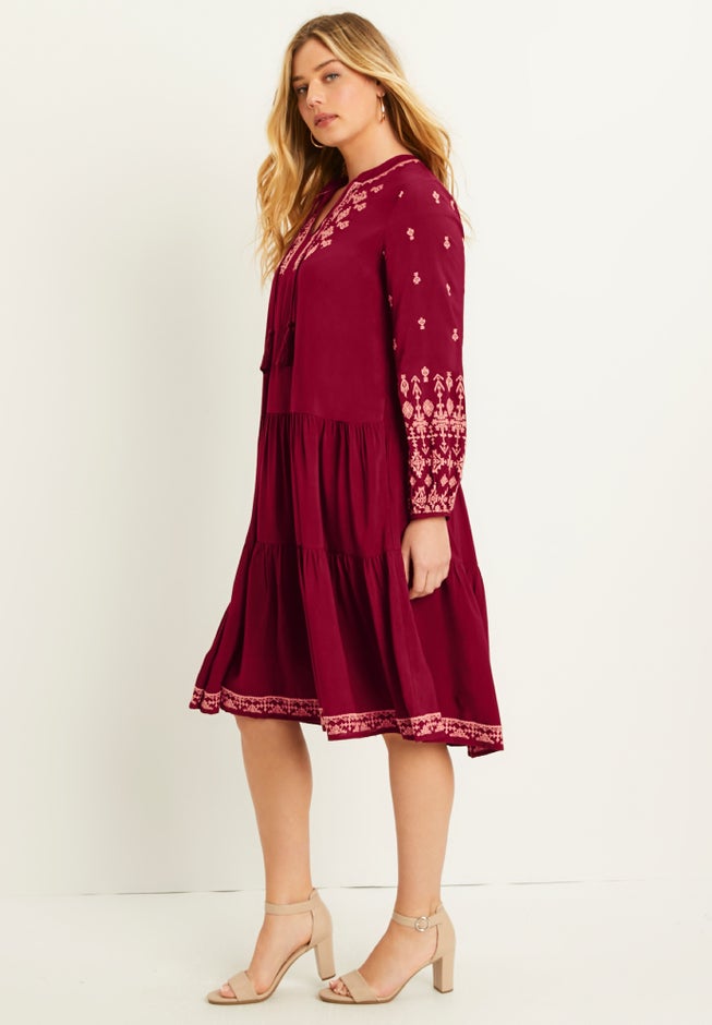 Coraline Embroidered Peasant Dress image number null