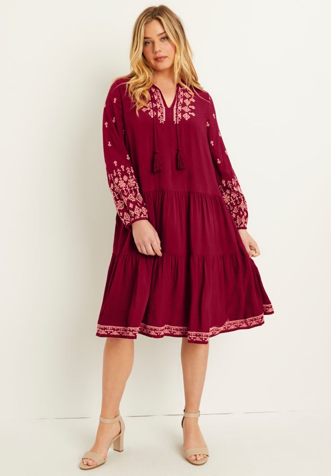Coraline Embroidered Peasant Dress image number null
