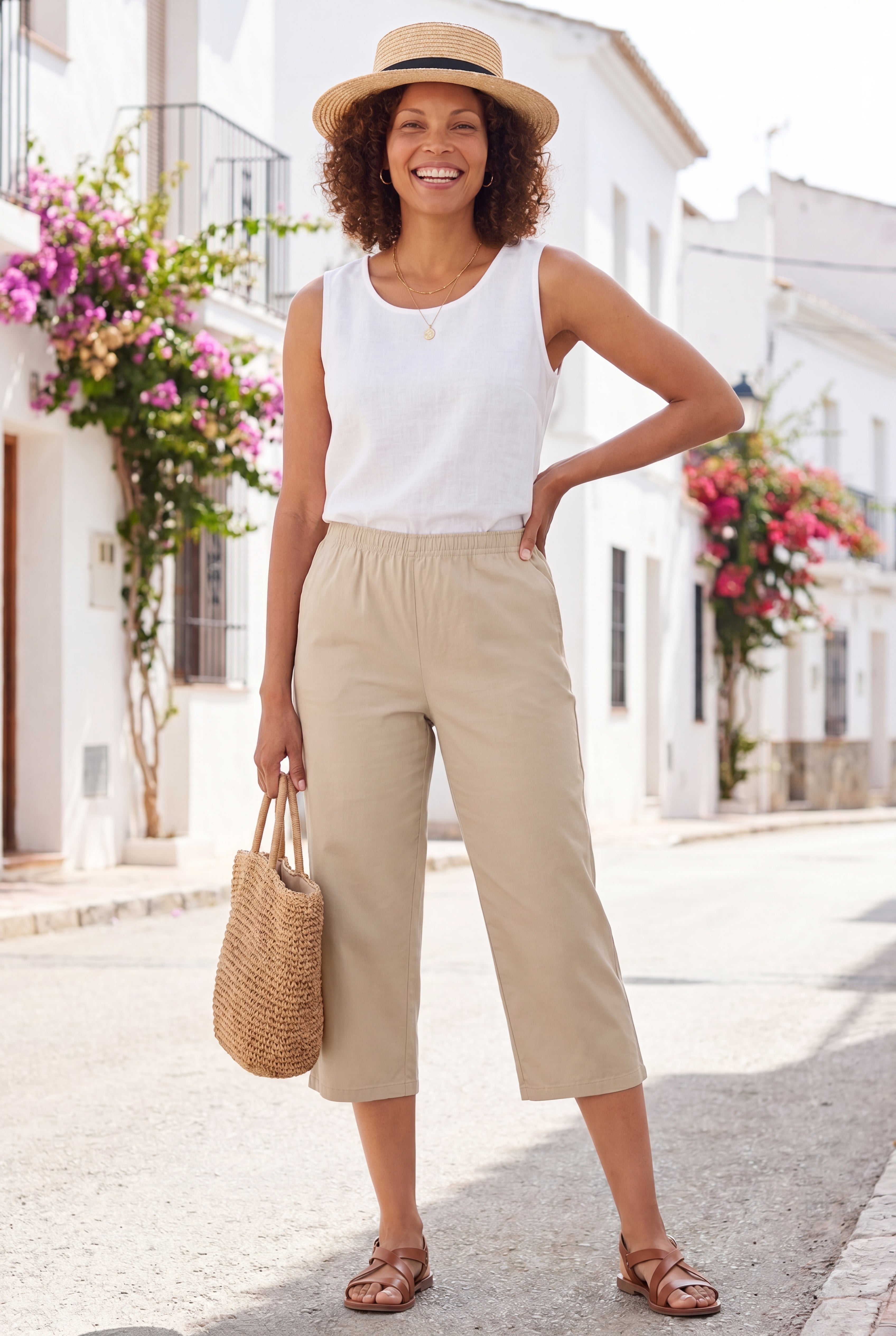 Fineline Stretch Denim Pull-On Capri Jeans image number 0