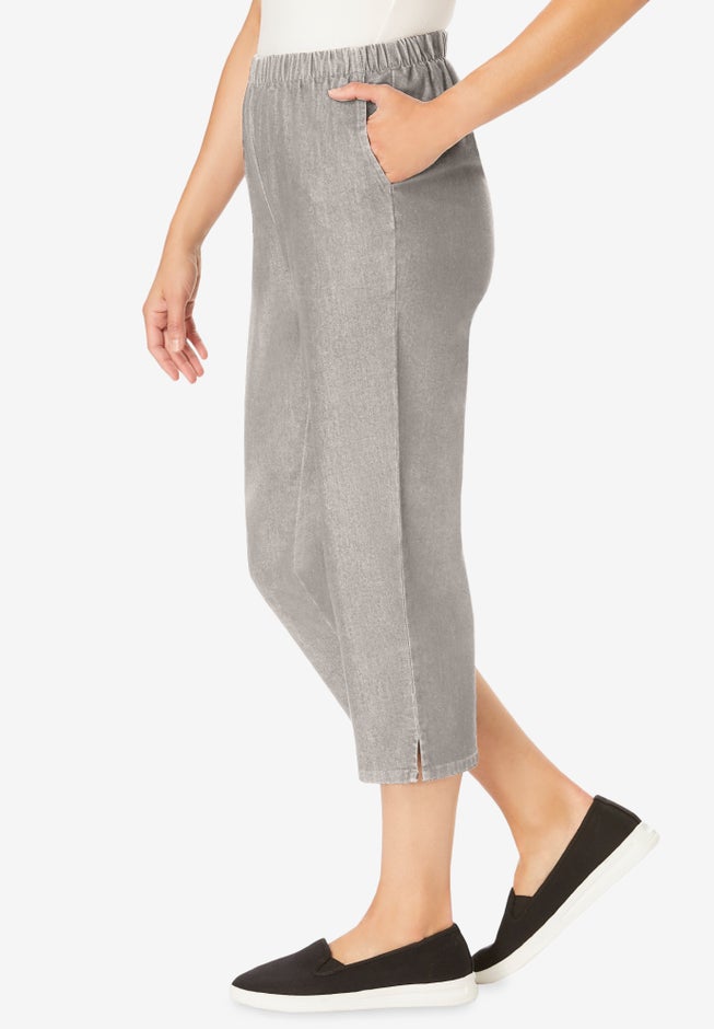 Fineline Stretch Denim Pull-On Capri Jeans image number 2