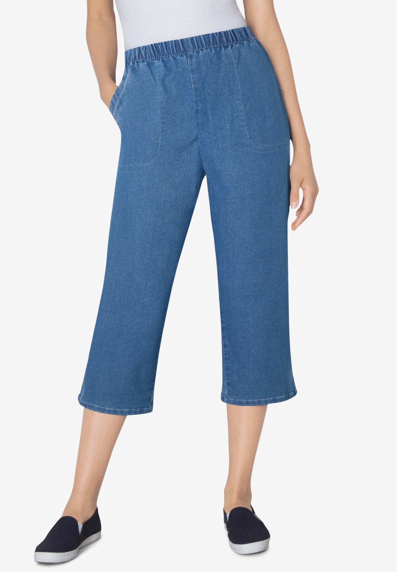 Fineline Stretch Denim Pull-On Capri Jeans image number 0