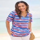 Perfect Printed Short-Sleeve V-Neck Tee image number null