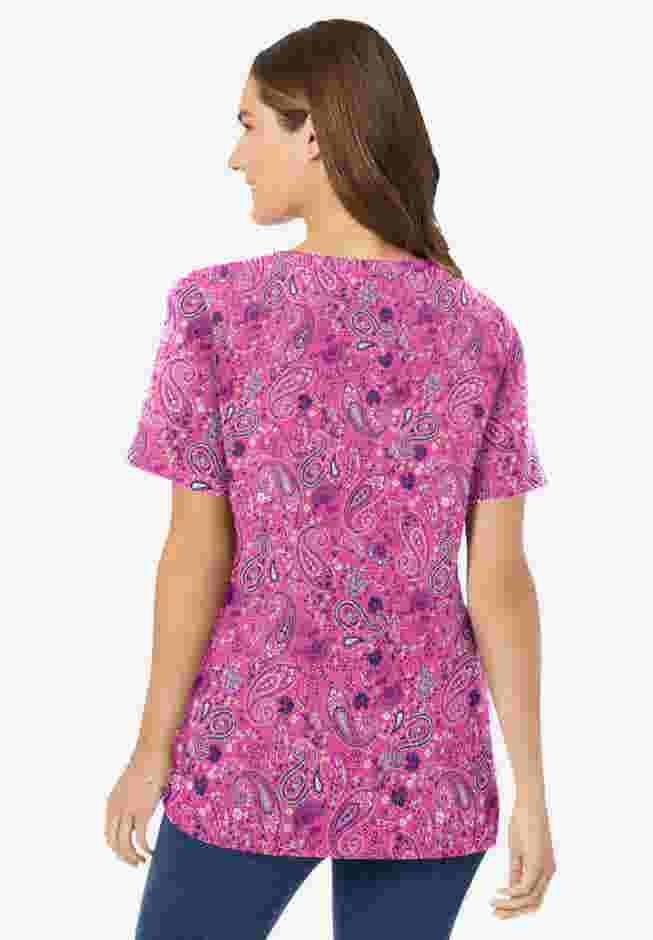 Perfect Printed Short-Sleeve V-Neck Tee image number 1