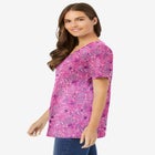Perfect Printed Short-Sleeve V-Neck Tee image number null