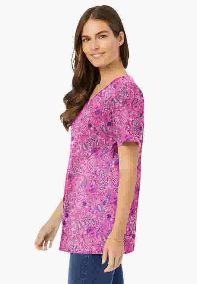 Perfect Printed Short-Sleeve V-Neck Tee image number 2