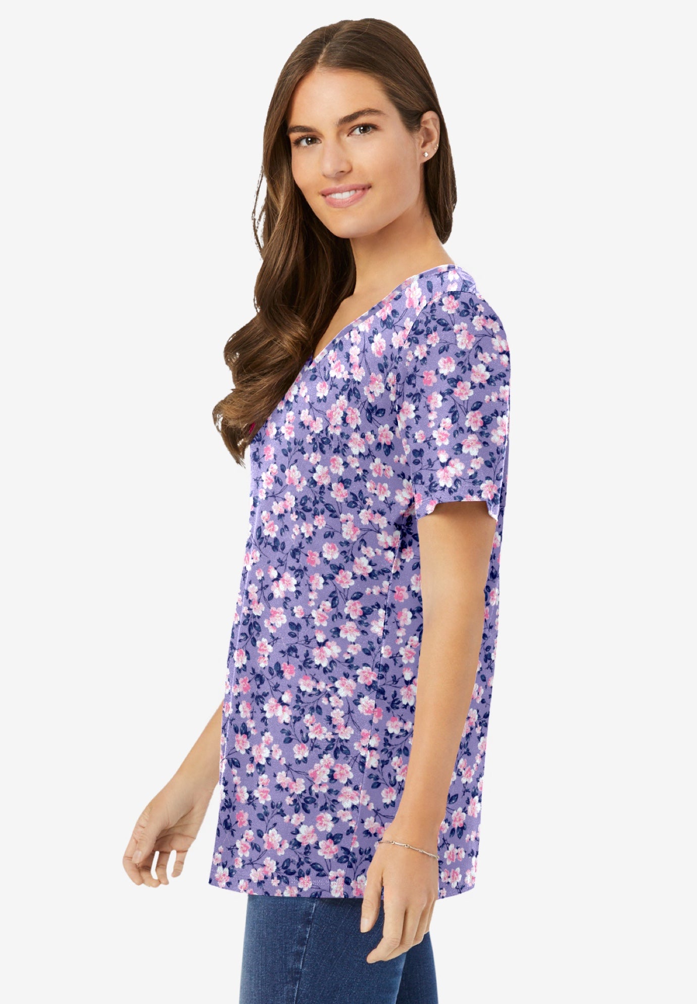 Perfect Printed Short-Sleeve V-Neck Tee image number 2