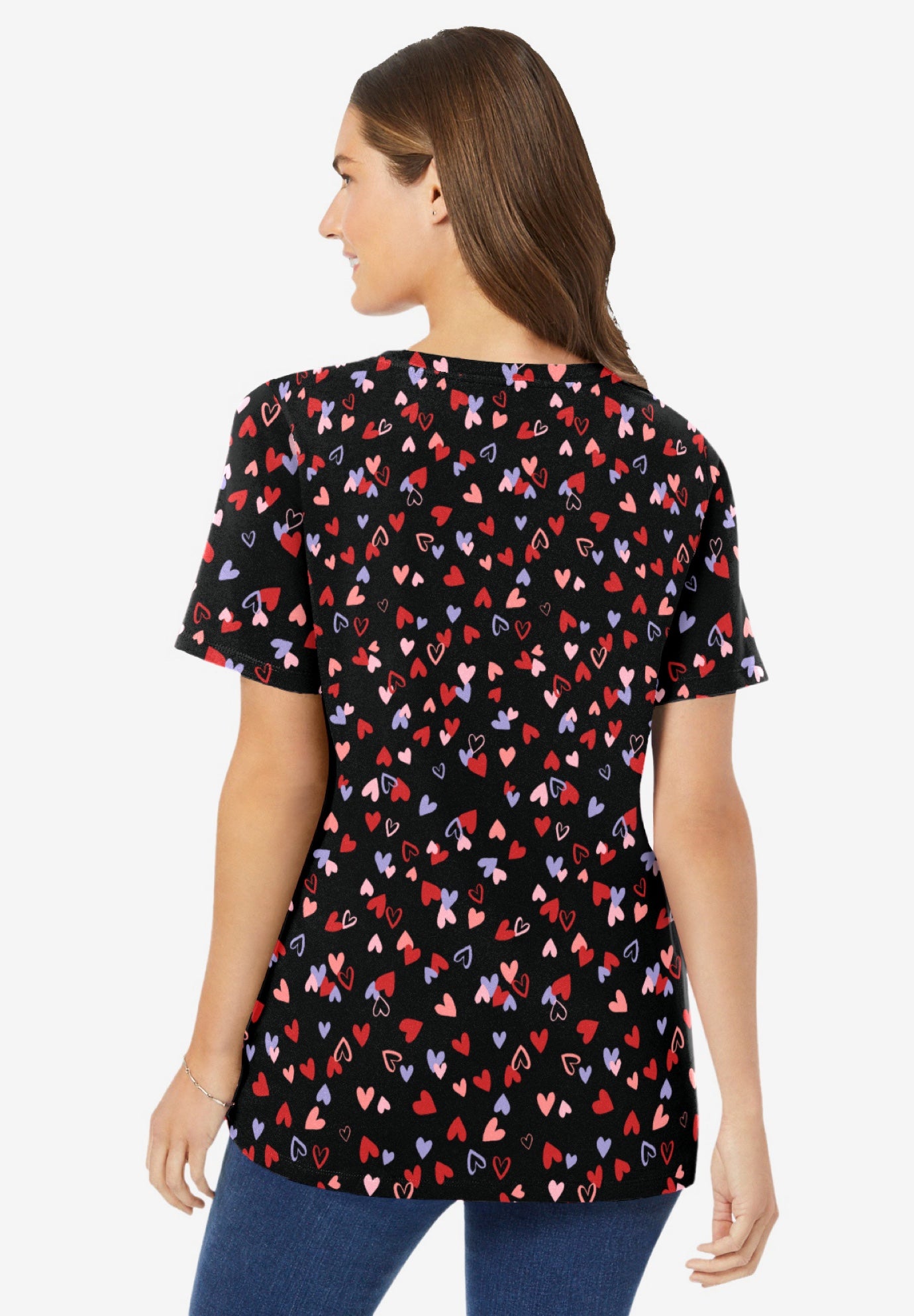 Perfect Printed Short-Sleeve V-Neck Tee image number 1