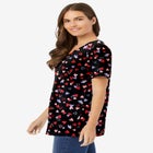 Perfect Printed Short-Sleeve V-Neck Tee image number null