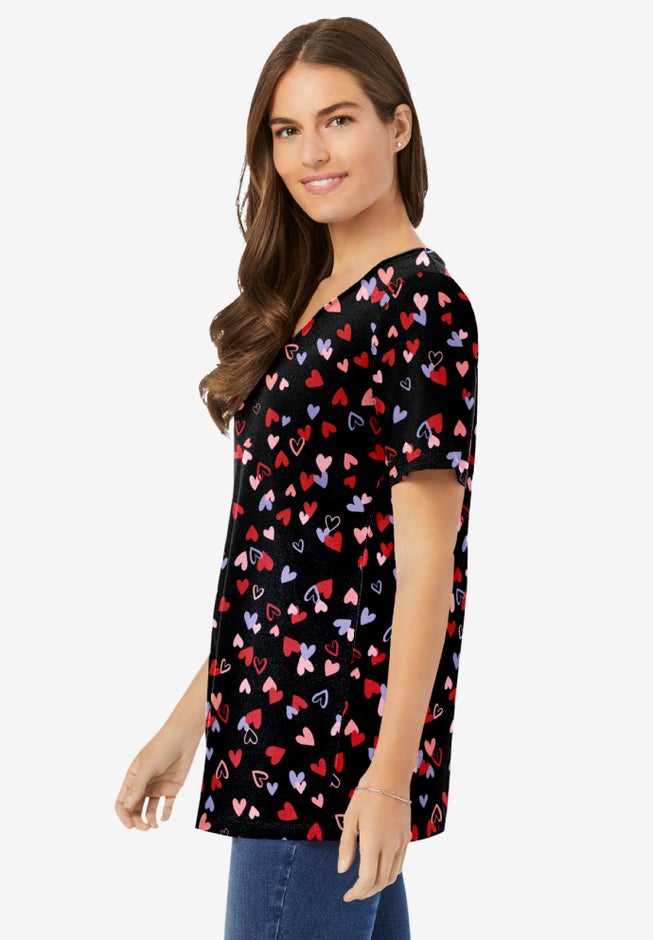 Perfect Printed Short-Sleeve V-Neck Tee image number 2