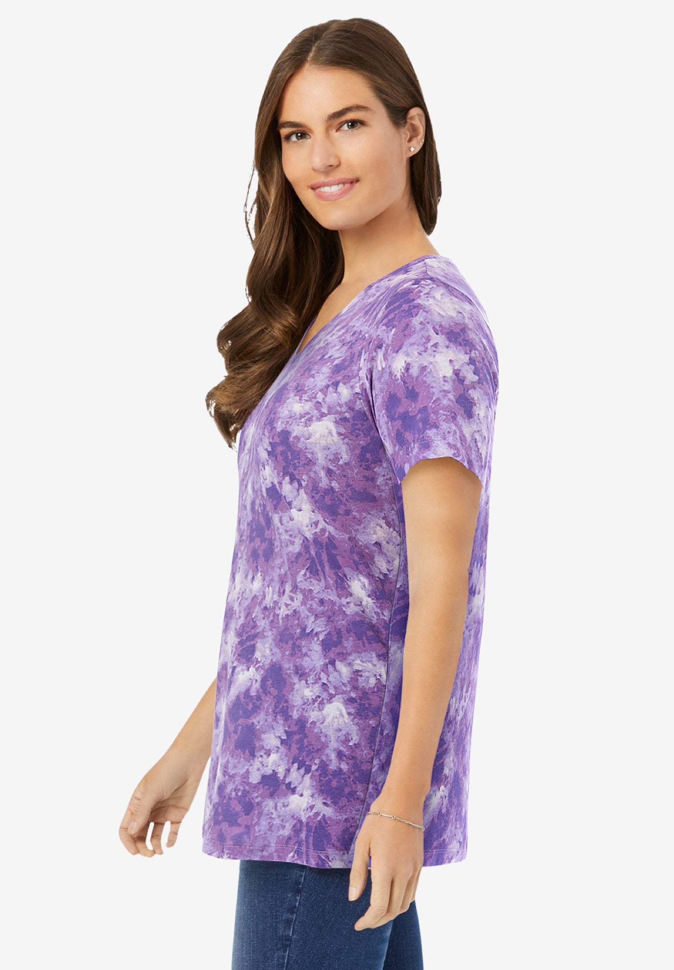 Perfect Printed Short-Sleeve V-Neck Tee image number 2