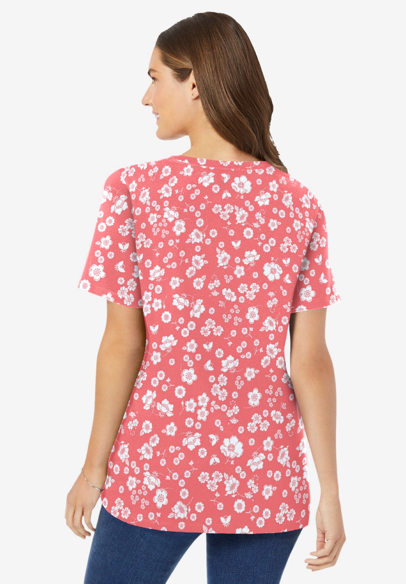 Perfect Printed Short-Sleeve V-Neck Tee image number 1