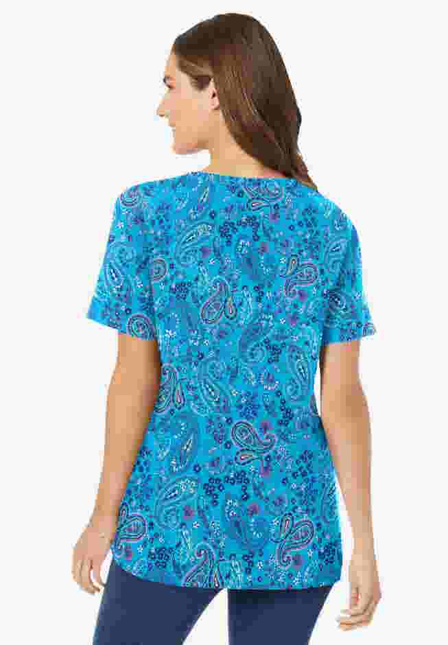 Perfect Printed Short-Sleeve V-Neck Tee image number 1