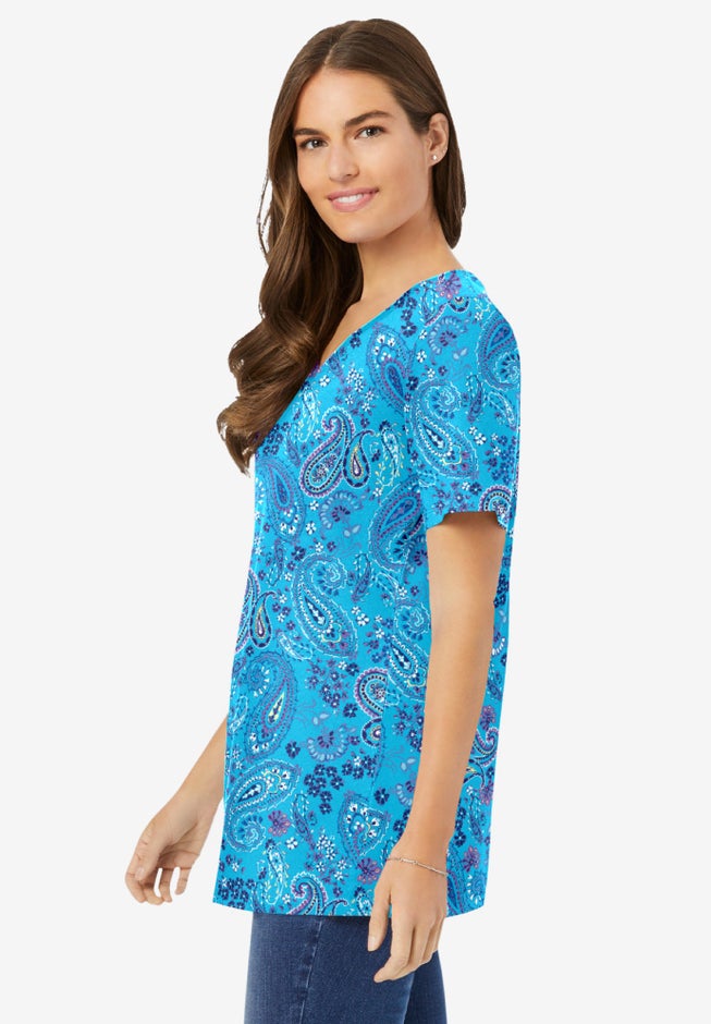 Perfect Printed Short-Sleeve V-Neck Tee image number 2