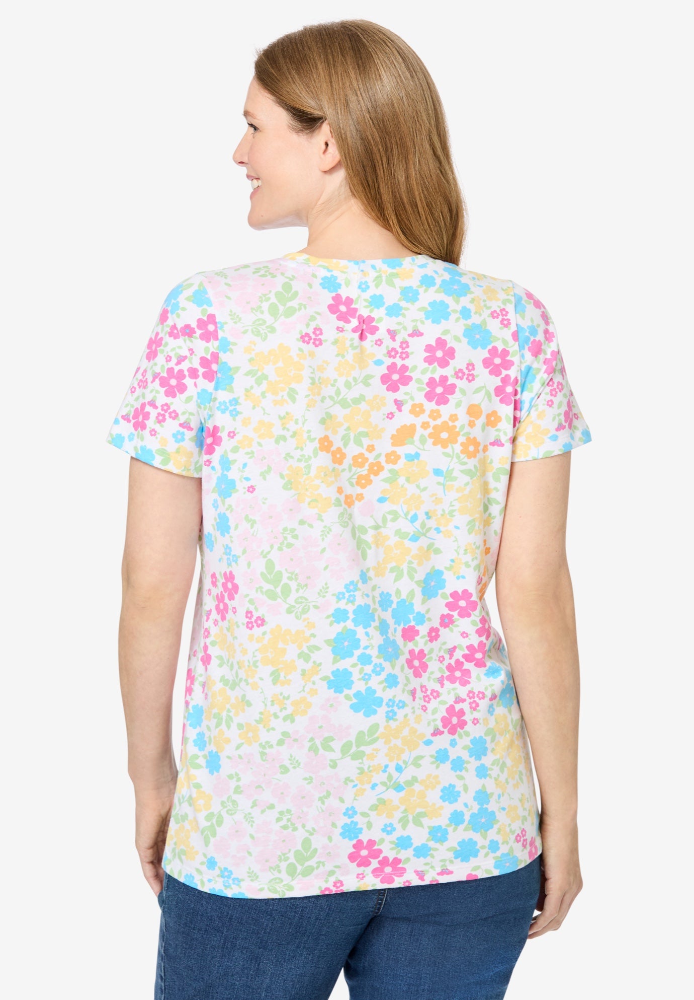 Perfect Printed Short-Sleeve V-Neck Tee image number 1