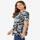 Perfect Printed Short-Sleeve V-Neck Tee image number null