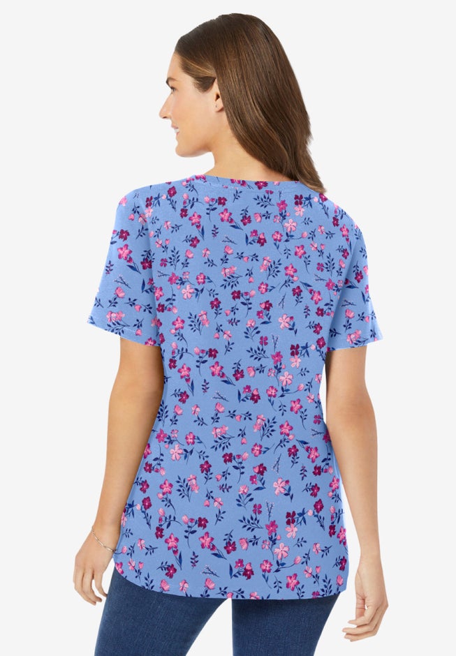 Perfect Printed Short-Sleeve V-Neck Tee image number 1