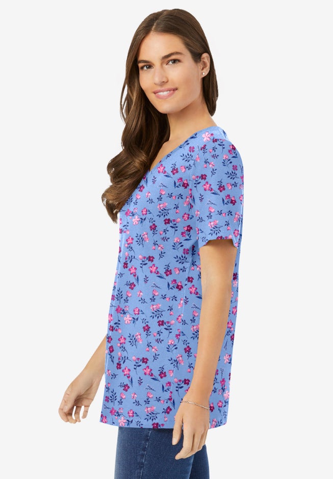 Perfect Printed Short-Sleeve V-Neck Tee image number 2