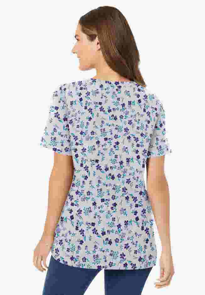 Perfect Printed Short-Sleeve V-Neck Tee image number 1