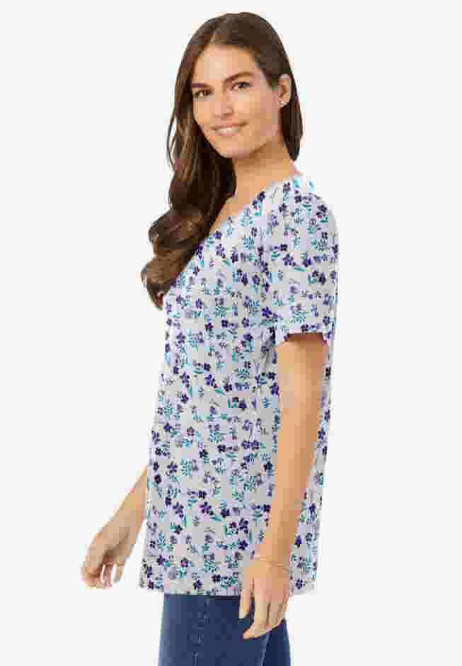 Perfect Printed Short-Sleeve V-Neck Tee image number 2