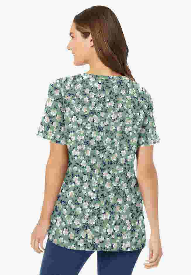 Perfect Printed Short-Sleeve V-Neck Tee image number 1