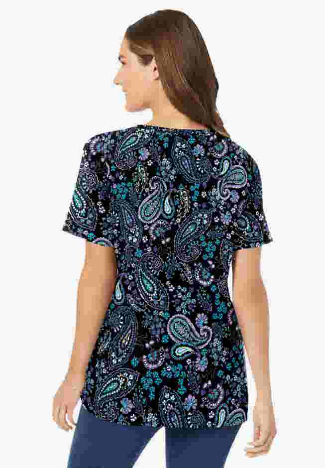 Perfect Printed Short-Sleeve V-Neck Tee image number 1