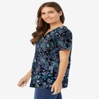 Perfect Printed Short-Sleeve V-Neck Tee image number null