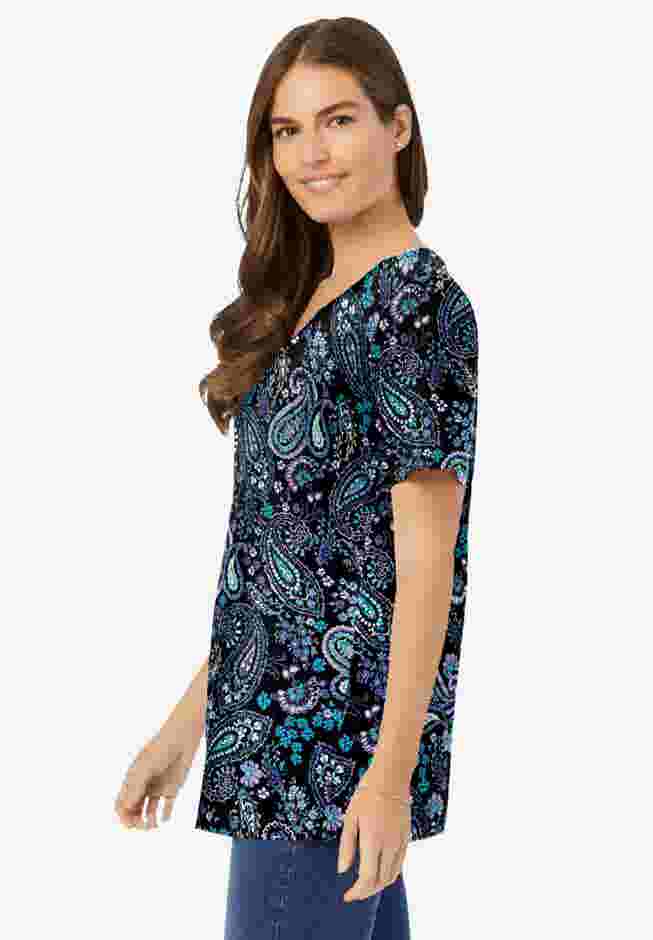 Perfect Printed Short-Sleeve V-Neck Tee image number 2