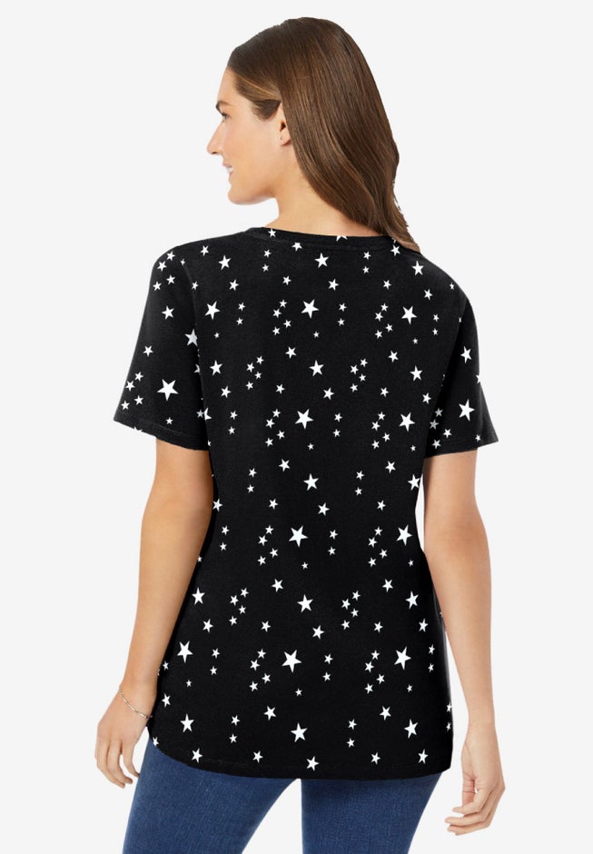 Perfect Printed Short-Sleeve V-Neck Tee image number 1