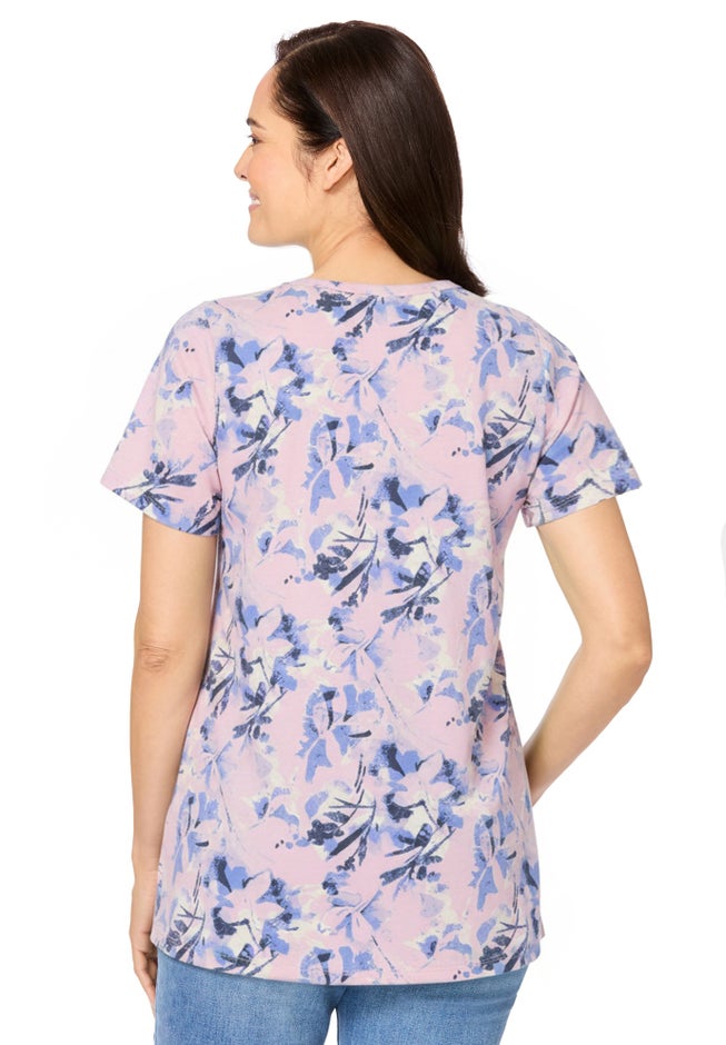 Perfect Printed Short-Sleeve V-Neck Tee image number 1