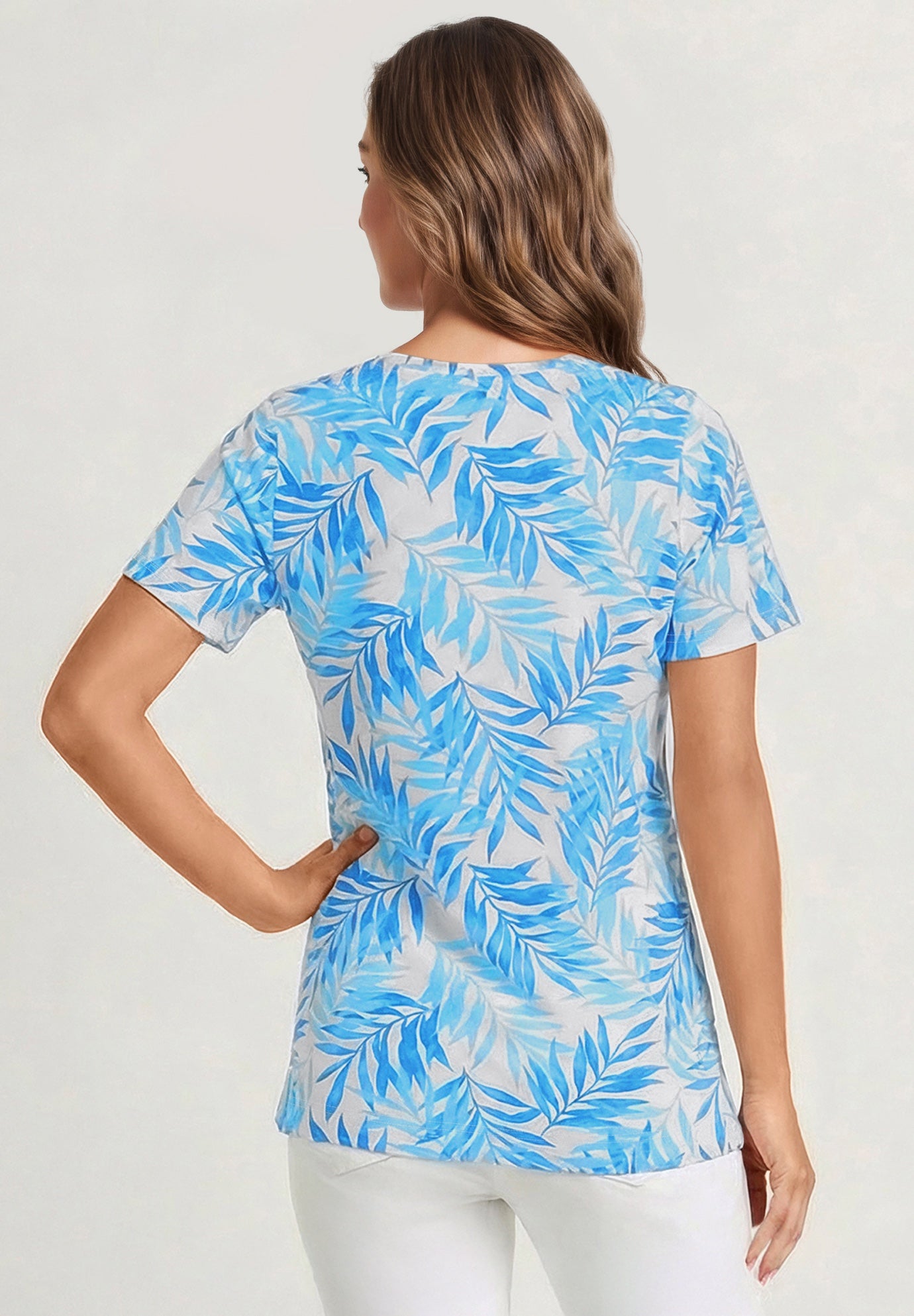 Perfect Printed Short-Sleeve V-Neck Tee image number 1