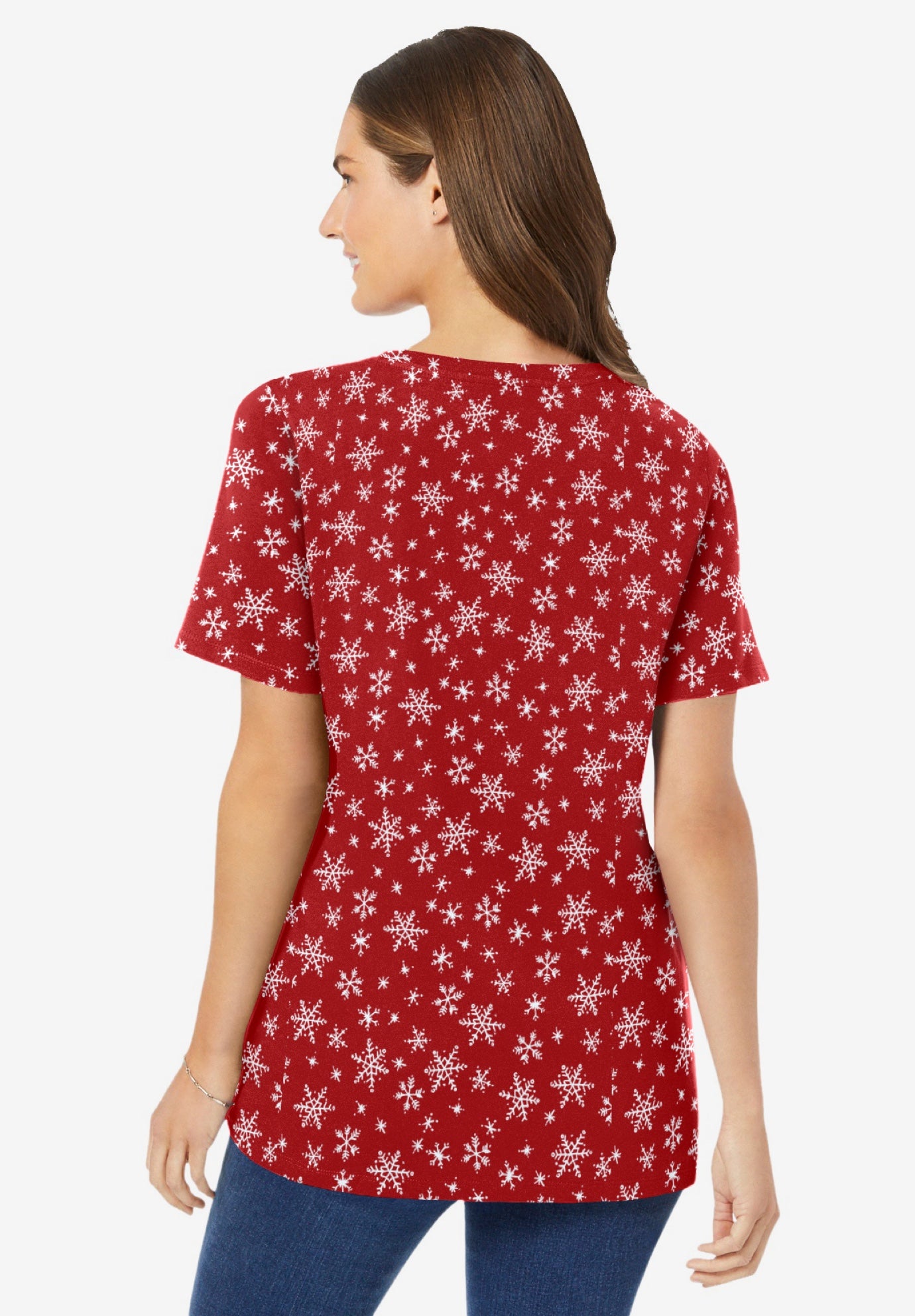 Perfect Printed Short-Sleeve V-Neck Tee image number 1