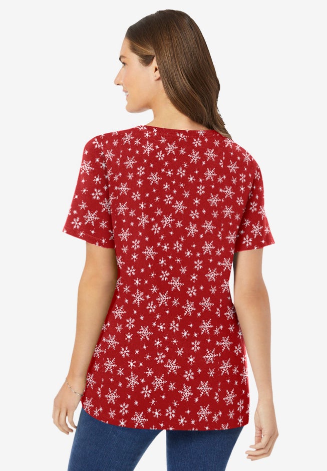 Perfect Printed Short-Sleeve V-Neck Tee image number 1