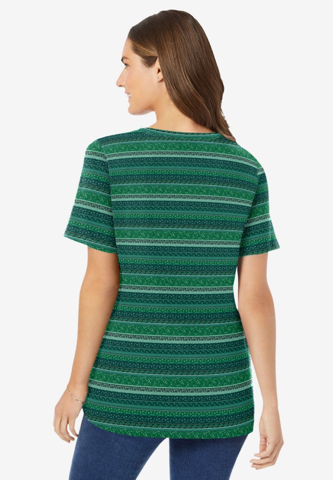 Perfect Printed Short-Sleeve V-Neck Tee image number 1