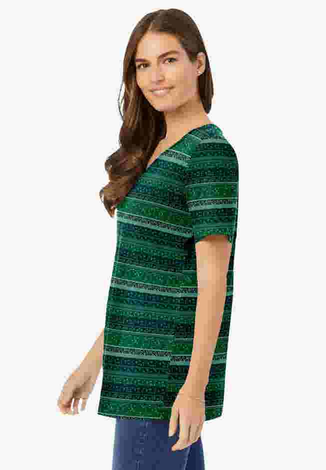 Perfect Printed Short-Sleeve V-Neck Tee image number 2