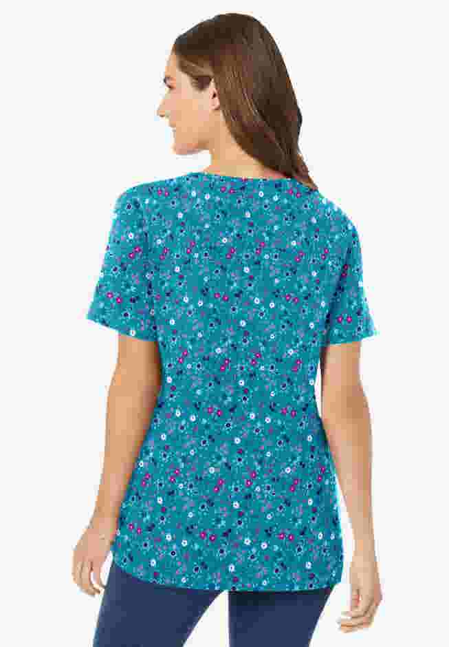 Perfect Printed Short-Sleeve V-Neck Tee image number 1