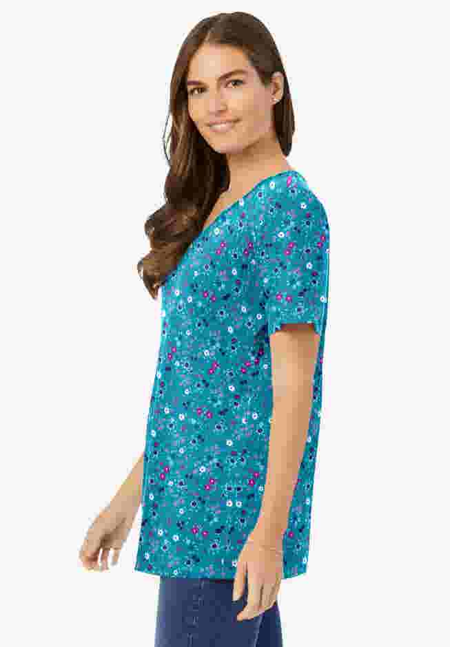 Perfect Printed Short-Sleeve V-Neck Tee image number 2