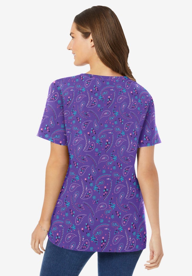 Perfect Printed Short-Sleeve V-Neck Tee image number 1