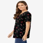 Perfect Printed Short-Sleeve V-Neck Tee image number null